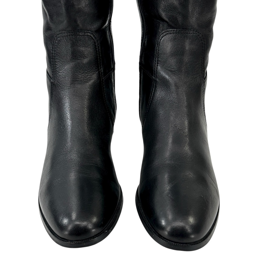 LK Bennett Black Leather Grommet Detail Over the Knee Flat Tall Riding Boots - Picture 5 of 14